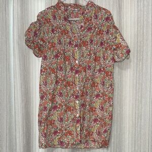 Floral Button-Up Puff Sleeve Dress